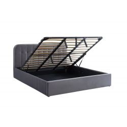 Lit coffre ANDRE velours gris anthracite sommier 180x200cm inclus