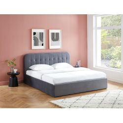 Lit coffre ANDRE velours gris anthracite sommier 180x200cm inclus