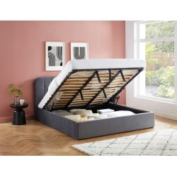 Lit coffre ANDRE velours gris anthracite sommier 180x200cm inclus