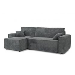 Canapé d'angle MIRA velours gris convertible 4 places
