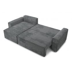 Canapé d'angle MIRA velours gris convertible 4 places