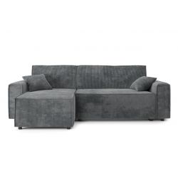 Canapé d'angle MIRA velours gris convertible 4 places