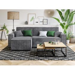 Canapé d'angle MIRA velours gris convertible 4 places