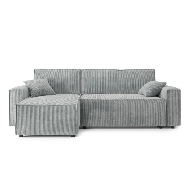 Canapé d'angle MIRA velours gris clair convertible 4 places Canapé d'angle MIRA velours gris clair convertible 4 places