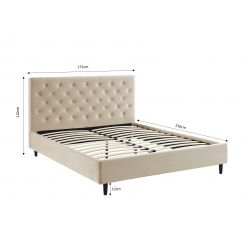 Lit double HUBERT velours beige sommier 160x200 cm inclus