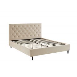 Lit double HUBERT velours beige sommier 160x200 cm inclus