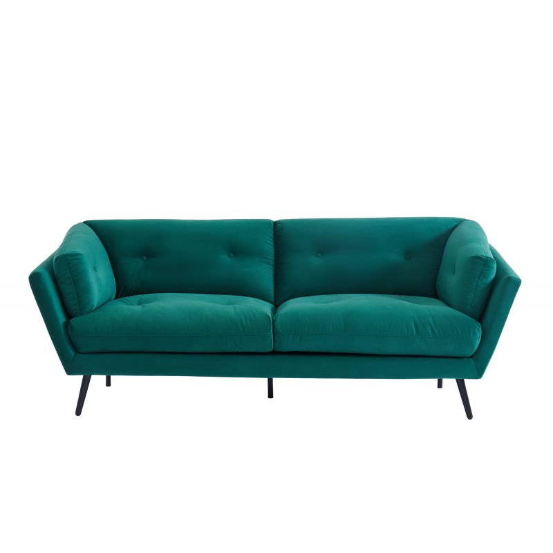 Canapé THELMAen velours vert au style scandinave