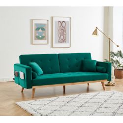 Canapé KELLY Velours vert Convertible