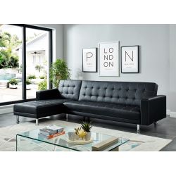 Canapé d'angle LUXURY XL convertible en PU noir