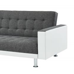 Canapé LUXURY XL convertible et réversible PU blanc tissu gris