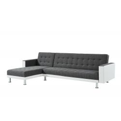 Canapé LUXURY XL convertible et réversible PU blanc tissu gris