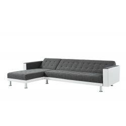 Canapé LUXURY XL convertible et réversible PU blanc tissu gris