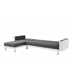 Canapé LUXURY XL convertible et réversible PU blanc tissu gris