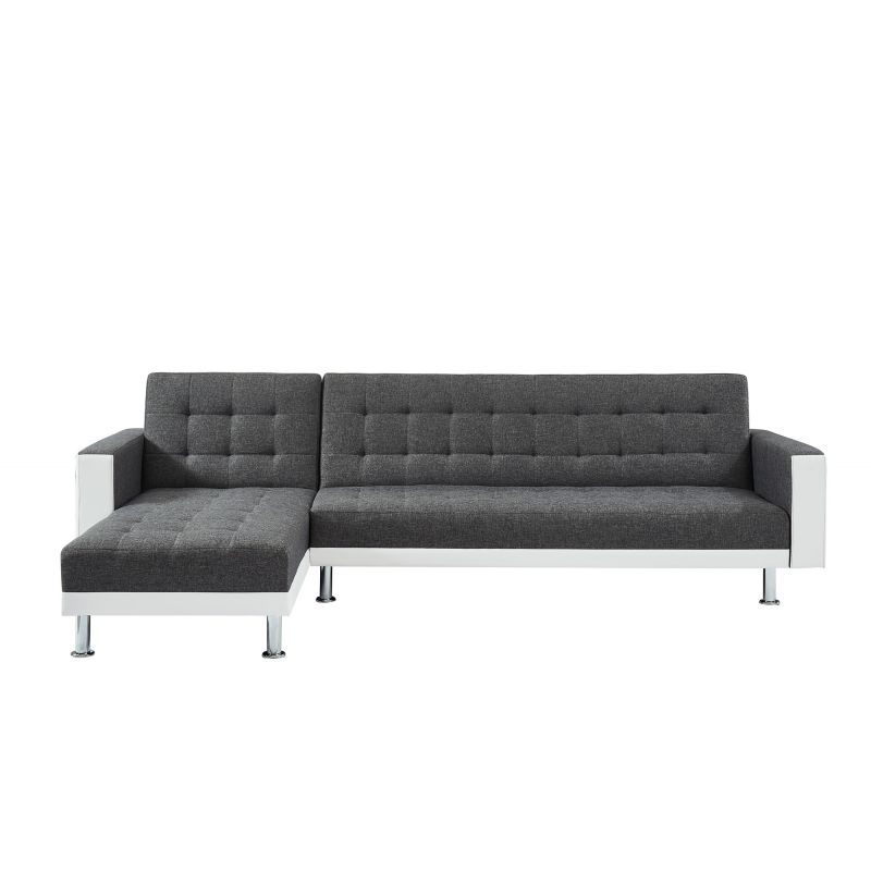 Canapé LUXURY XL convertible et réversible PU blanc tissu gris