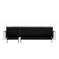 Canapé LUXURY XL convertible et réversible PU blanc tissu gris