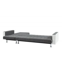 Canapé LUXURY XL convertible et réversible PU blanc tissu gris