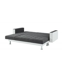Canapé LUXURY XL convertible et réversible PU blanc tissu gris