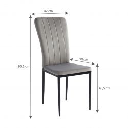Lot de 6 chaises POPPY Velours gris