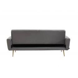 Canapé droit COLETTE en velours gris avec fonction convertible