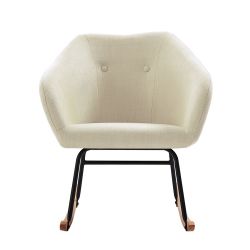 Fauteuil HILDA en tissu crème rocking chair