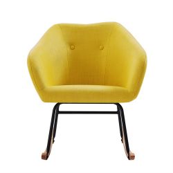 Fauteuil HILDA en tissu jaune rocking chair