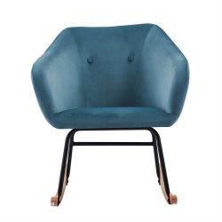 Fauteuil HILDA en velours bleu rocking chair
