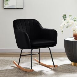 Fauteuil ELSA en velours noir rocking chair