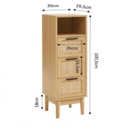 Demi colonne AMANA effet chêne et cannage rotin l30cm