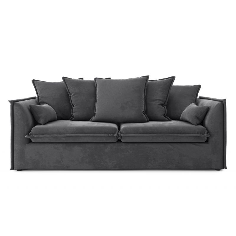 Canapé droit GAELLE Cachareltissu anthracite fixe