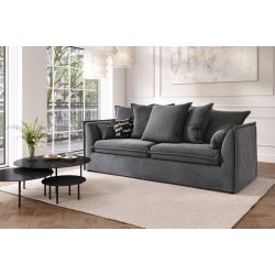 Canapé droit GAELLE Cachareltissu anthracite fixe