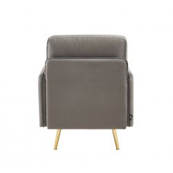 Fauteuil ADAM en velours anthracite avec pieds en métal doré