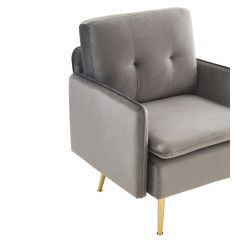 Fauteuil ADAM en velours anthracite avec pieds en métal doré