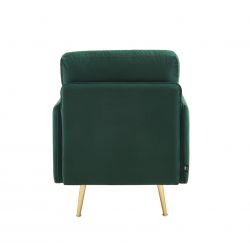 Fauteuil ADAM en velours vert foncé avec pieds en métal doré