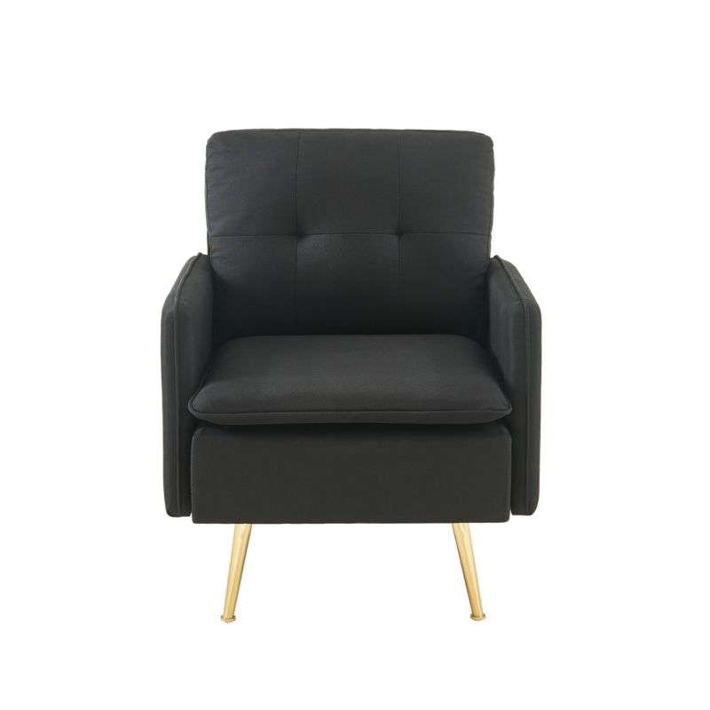 Fauteuil ADAM en tissu noiravec pieds en métal doré