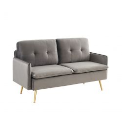 Canapé ADAM en velours anthracite avec pieds en métal doré