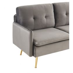 Canapé ADAM en velours anthracite avec pieds en métal doré