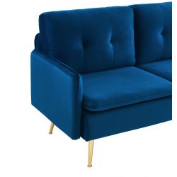 Canapé ADAM en velours bleu marine avec pieds en métal doré