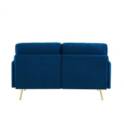 Canapé ADAM en velours bleu marine avec pieds en métal doré