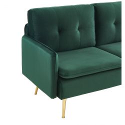 Canapé ADAM en velours vert foncé avec pieds en métal doré