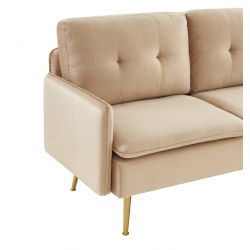 Canapé ADAM en velours beige avec pieds en métal doré