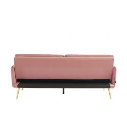 Canapé ADAM en velours rose poudré avec pieds en métal doré