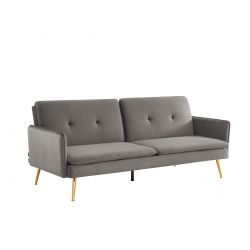 Canapé ADAM en velours anthracite avec pieds en métal doré