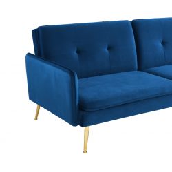 Canapé ADAM en velours bleu marine avec pieds en métal doré