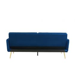 Canapé ADAM en velours bleu marine avec pieds en métal doré