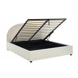 Lit coffre OLAF laine bouclée écru 160x200 sommier inclus