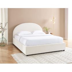 Lit coffre OLAF laine bouclée écru 160x200 sommier inclus