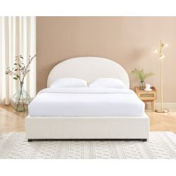 Lit coffre OLAF laine bouclée écru 160x200 sommier inclus