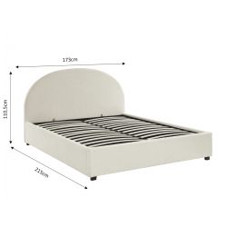 Lit coffre OLAF laine bouclée écru 160x200 sommier inclus