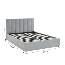 Lit coffre MARIUS velours gris perle 140x190 sommier inclus