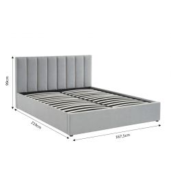Lit coffre MARIUS velours gris perle 160x200 sommier inclus